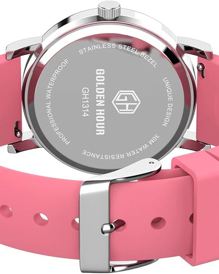 GOLDEN HOUR Waterproof Nurse Watch for Medical Professionals, Students Women Men - Military Time Luminouse Easy Read Dial, 24 Hour with Second Hand, Colorful Silicone Band