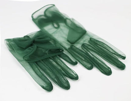 QRBTSCL Women's Short Tea Party Gloves Tulle Gloves with Bowknot Mesh Glove Wedding Bridesmaids Evening Party Glove