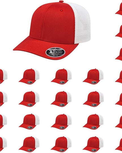 Cap America i8502 Flexfit 110 Premium Mid Profile 6-Panel Mesh Back Trucker Cap Hat w/UV Guard & Adjustable Snapback