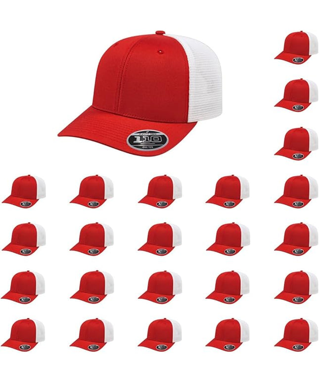 Cap America i8502 Flexfit 110 Premium Mid Profile 6-Panel Mesh Back Trucker Cap Hat w/UV Guard & Adjustable Snapback