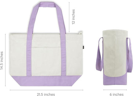 Eco Right Canvas Tote Bag for Women with Zip & Inner Pocket, 100% Organic Cotton Tote Bags for Men, Shopping, Beach