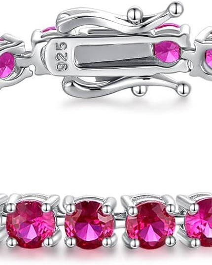 FANCIME Birthstone Bracelet Sterling Silver Gemstone Tennis Bracelets Fine Jewelry Wedding Bridal Prom Birthday Gift for Women Her, Length 7.2 Inch Width 4mm