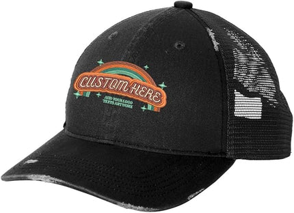 INK STITCH C600 Custom Embroidery Texts Logo Distressed Trucker Caps