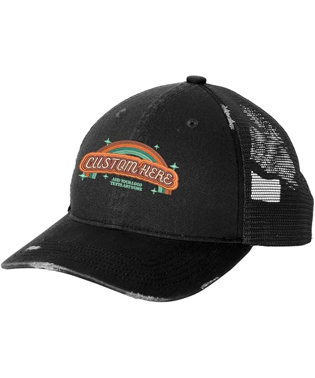 INK STITCH C600 Custom Embroidery Texts Logo Distressed Trucker Caps