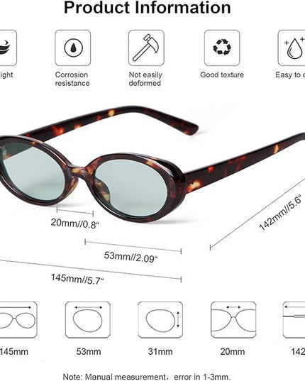 90s Sunglasses for Women Men Retro Small Oval Sunglasses
