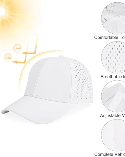 kozinu Quick Dry Baseball Cap Curved Brim Snapback Hat Laser Cut Mesh Ball Cap Golf Ball Cap for Men Women
