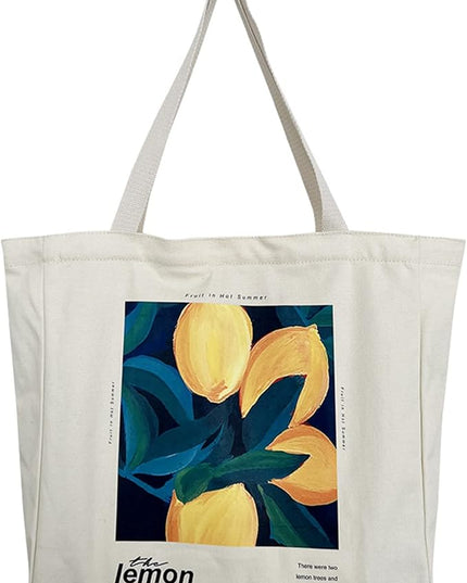 BROADREAM Aesthetic Canvas Tote Bag for Women, Vintage Reusable Book Tote Bag with Inner Zipper Pocket