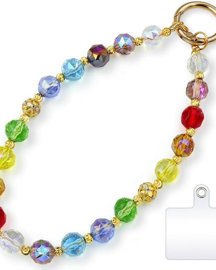 Phone Charm for Women, Anti-Theft Phone Wrist Strap Hands-Free, Crystal Beaded Chain, Detachable Cellphone Lanyard with Tether Tab
