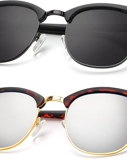 KALIYADI Polarized Sunglasses for Men and Women Semi-Rimless Frame Driving Sun glasses UV Blocking
