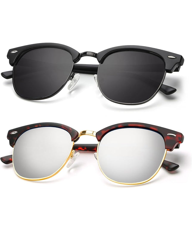 KALIYADI Polarized Sunglasses for Men and Women Semi-Rimless Frame Driving Sun glasses UV Blocking