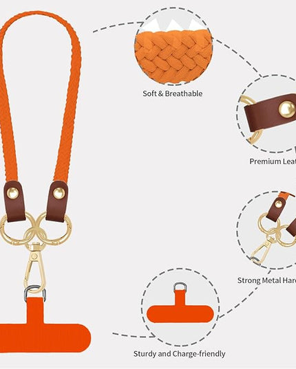 Stretchy Phone Lanyard Tether, 2 Pack Phone Leash Anti-theft Phone Strap for Anti-drop Outdoor Hiking Cycling Climbing Universal for Most Cell Phones, Orange