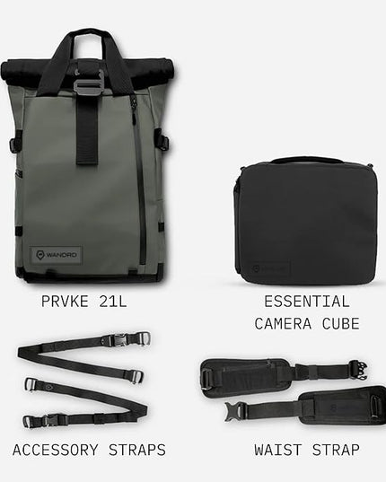 WANDRD PRVKE 21L, V3 Photography Bundle: Weather-Resistant Travel & Camera Backpack with Laptop Sleeve, Quick Side Access, Clamshell Opening – Ideal Photography & Travel Bag