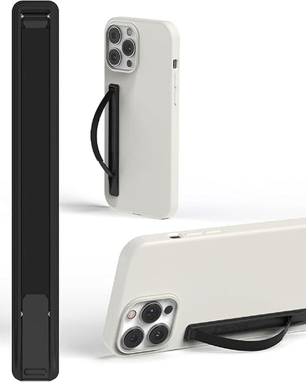 SleekStrip SleekGrip-Essential Ultra Thin Phone Grip Stand,Slim Metal Finger Loop Ring Hand Holder Strap Cell Phone Grips for iPhone 16 Pro Max,17 Air,Android,Case Back - Jet Black 2PK