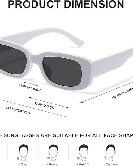 JASPIN Rectangle Sunglasses for Women Men Trendy Y2k Retro 90s Sun Glasses UV Protection Cool Square Frame