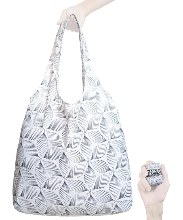 Nanobag Ultralight Foldable Tote for Women & Men, Reusable Grocery & Travel Bag, Packable Collapsible Compact Market Essential (Standard Petaline)