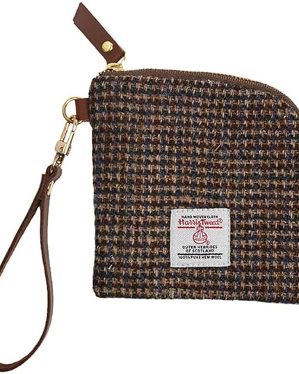 Harris Tweed Wool Coin Purse Small Money Pouch With Zipper For Women Men handmade (No.3862)