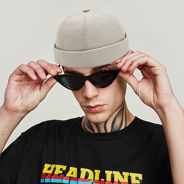 XYIYI Cotton Brimless Docker Cap Adjustable Street Casual Sailor Cap Skullcap Beanie Hat