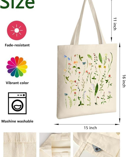 AUSVKAI Canvas Tote Bag Aesthetic for Women, Cute Reusable Cloth Cotton Bags for College Shopping Beach Grocery Trendy Gifts