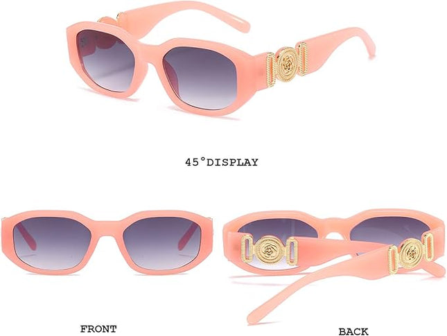 BUTABY Rectangle Sunglasses for Women Retro Driving Glasses 90’s Vintage Fashion Irregular Frame UV400 Protection