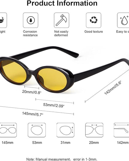 90s Sunglasses for Women Men Retro Small Oval Sunglasses