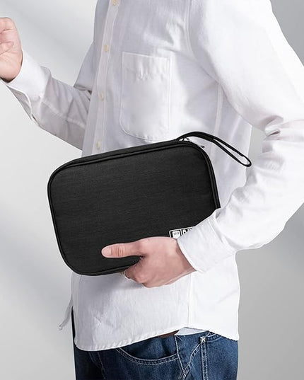 Electronics Organizer Travel Case,Electronic Accessories Storage Bag,Portable Waterproof Cable Organizer Bag,Travel Cord Organizer Bag for Small Charging Cord Storage,Cables,SD Card (Black)