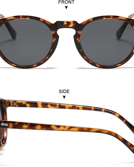Gleyemor Vintage Polarized Sunglasses for Men Round Sunglasses UV400 Protection Retro Hand-crafted Acetate Frame