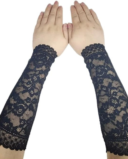 Women's Short Lace Gloves Fingerless for Driving Wedding Wrist Length Bridal Prom Gloves