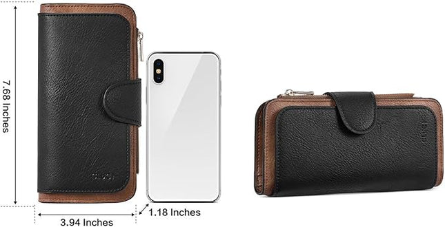 CLUCI Wallet For Women PU Leather RFID Blocking Womens Wallet Bifold Card Holder with ID Window Gifts for Women Birthday | RFID Blocking, Designer, Trifold, Card Holder, ID Window