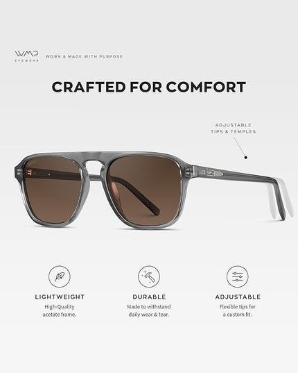 WearMe Pro Polarized Modern Aviator One-Bridge Square Mens Sunglasses