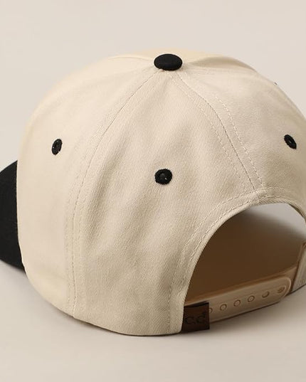 MIRMARU Two-Tone Vintage Canvas Trucker Hats for Men & Women, Adjustable Size Baseball Caps with Trendy Embroidered Design