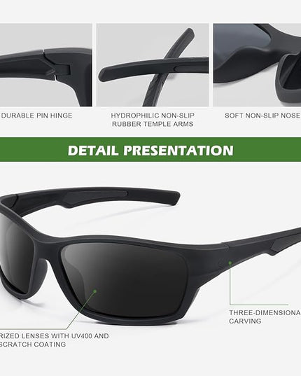 Fanshen Polarized Sunglasses for Men Women, Wrap Around Sunglasses for Mens Womens Cycling Running UV Protection