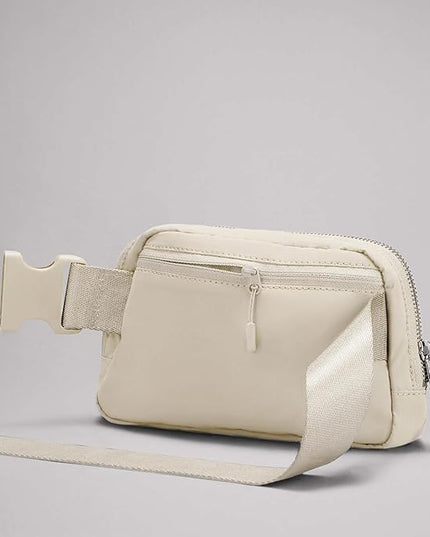YOSHUYUKI Cross Body Fanny Packs for Women Men Fashion Waist Bag Pouch Nylon Small Travel Crossbody Bags Mini Purse Everywhere Belt Bag Bum Bag with Adjustable Strap for Workout Running Hiking Ivory