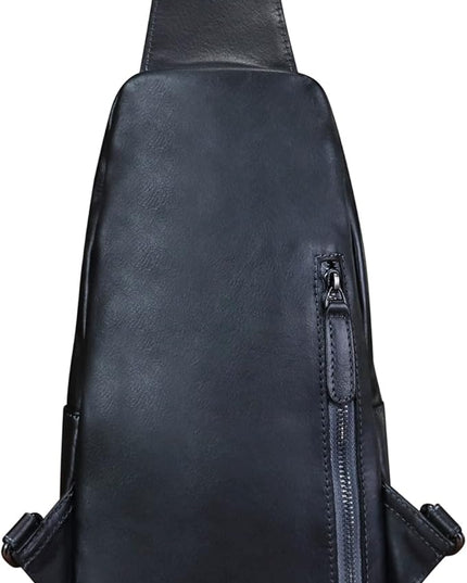 Genuine Leather Sling Bag for Women and Man Handmade Retro Hiking Crossbody Backpack Purse Chest Shoulder Daypack