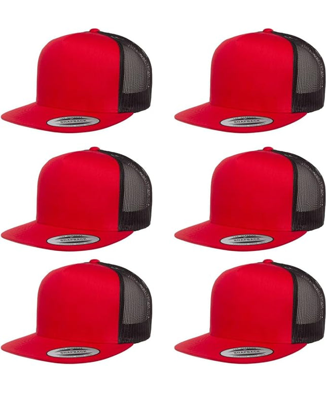 Yupoong 5-Panel YP Classic Trucker Cap | High Profile Flat Visor Snapback | OSFM | Bulk Packs Available