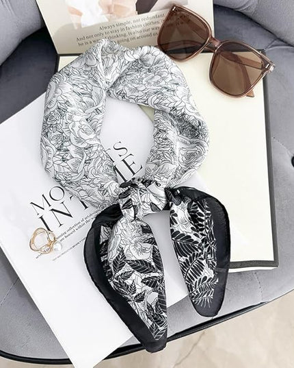MINIDORA Satin Scarves for Women 27.5 × 27.5 inches Medium Square Elegant Silk Feeling Head Scarf
