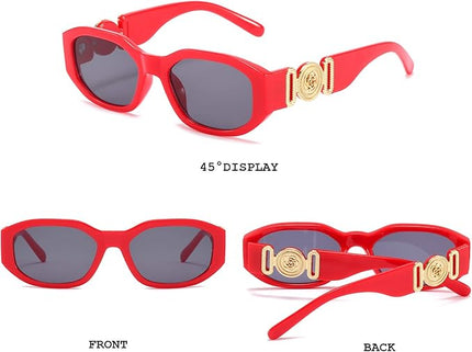 BUTABY Rectangle Sunglasses for Women Retro Driving Glasses 90’s Vintage Fashion Irregular Frame UV400 Protection