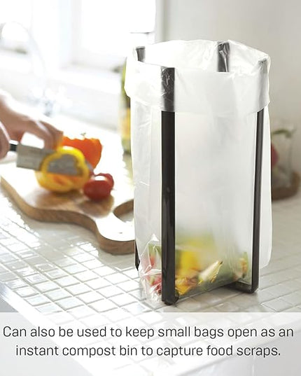YAMAZAKI Home Tower Kitchen Multi Eco Stand - Multifunctional Plastic Bag Holder Bottle Dryer - Steel