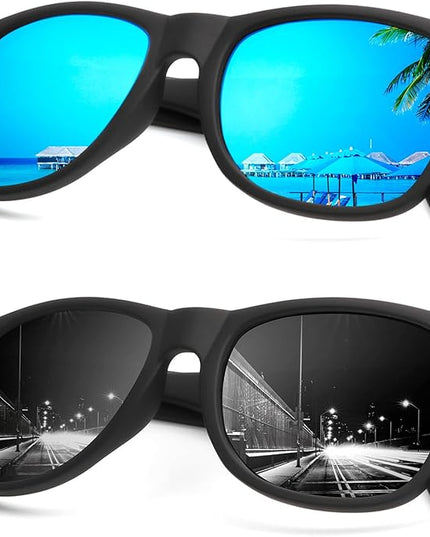 KALIYADI Sunglasses Men Polarized Sunglasses for Men Women Unisex Semi-Rimless Frame Retro Driving Sun Glasses UV Blocking
