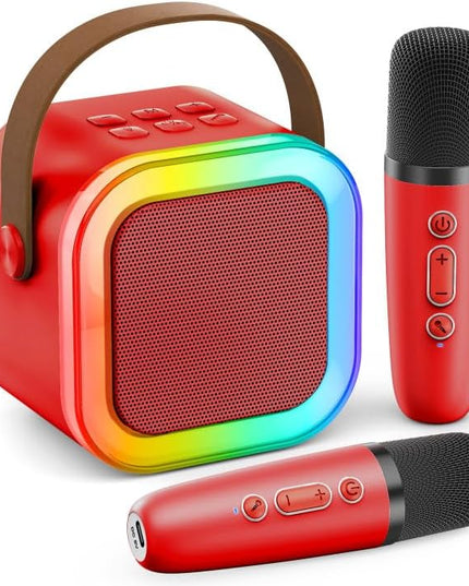 Karaoke Machine for Kids Adults, Portable Bluetooth Speaker with 2 Wireless Karaoke Microphones, 2026 TOP Birthday for Girls Boys 3,4,5,6,7,8+Year Old Toddler Toys Karaoke Player(Red)