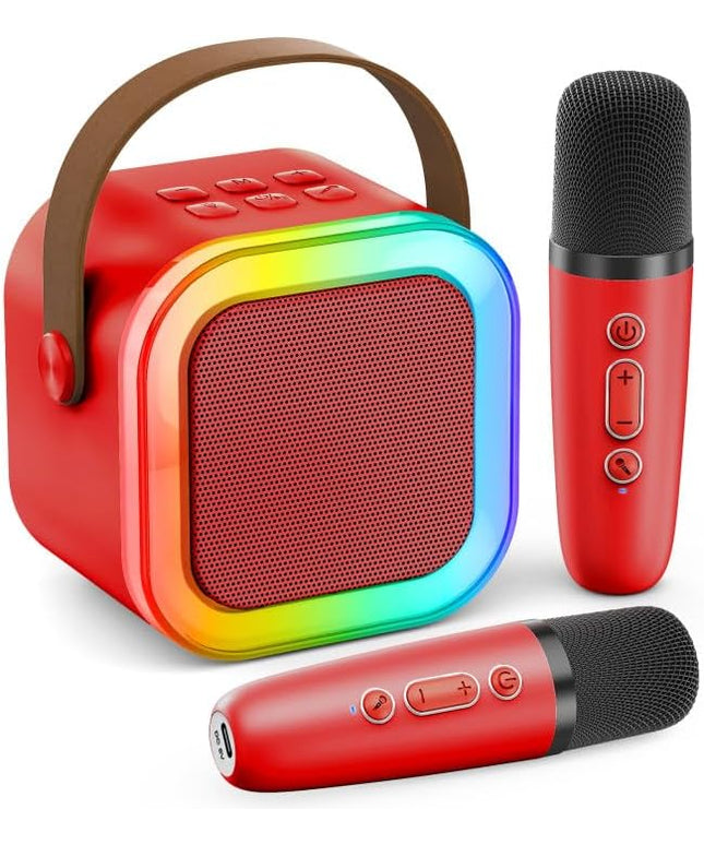 Karaoke Machine for Kids Adults, Portable Bluetooth Speaker with 2 Wireless Karaoke Microphones, 2026 TOP Birthday for Girls Boys 3,4,5,6,7,8+Year Old Toddler Toys Karaoke Player(Red)