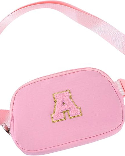 Glratn Initial Letter Fanny Pack for Girls,Patch Belt Bag,Toddler Crossbody Bags，Gifts for 3 4 5 6 7 8 9 10 11 12 Year Old Teens Kids,Christmas Graduation Gifts for Teen Girls.(Pink-A)
