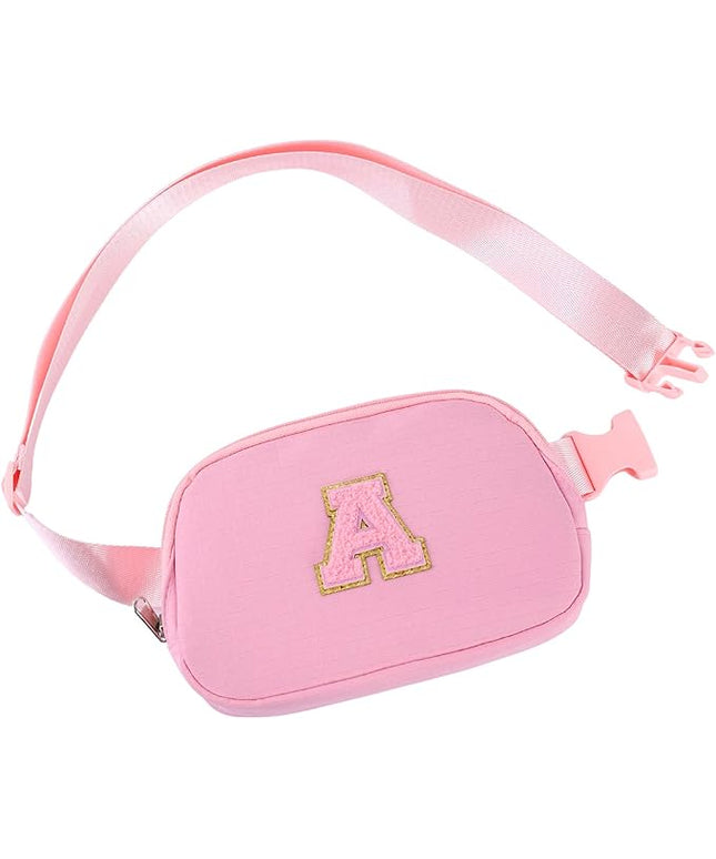 Glratn Initial Letter Fanny Pack for Girls,Patch Belt Bag,Toddler Crossbody Bags，Gifts for 3 4 5 6 7 8 9 10 11 12 Year Old Teens Kids,Christmas Graduation Gifts for Teen Girls.(Pink-A)
