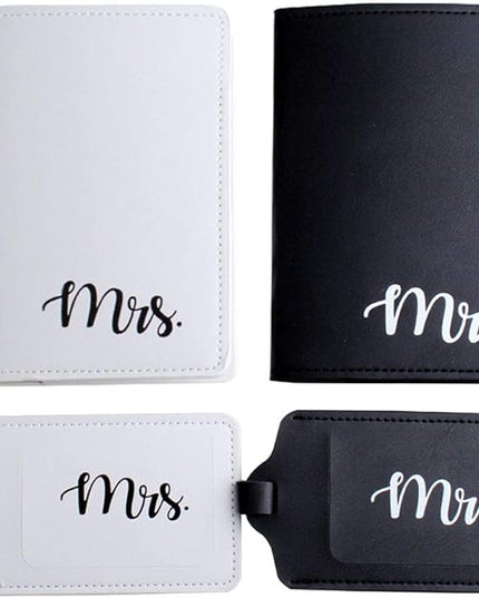 Mr and mrs Honeymoon Passport Wallets Travel Holder Set,Travel passport covers and luggage tags gift set for Wedding Bridal Shower Gift