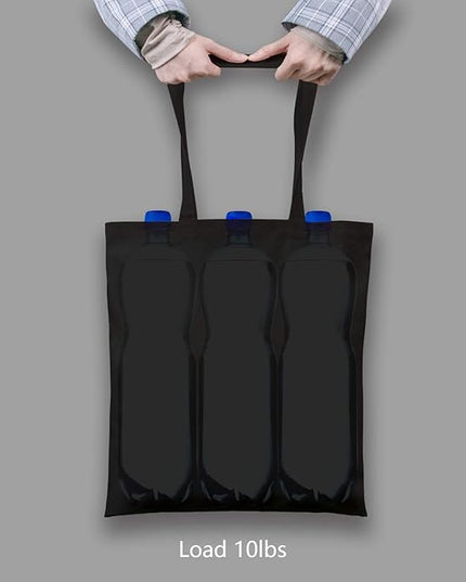 TOPDesign 24-Pack Economical 16"x15" Black Cotton Tote Bag, Lightweight Medium Reusable Grocery Shopping Cloth Bags, Suitable for DIY, Advertising, Promotion, Gift, Activity