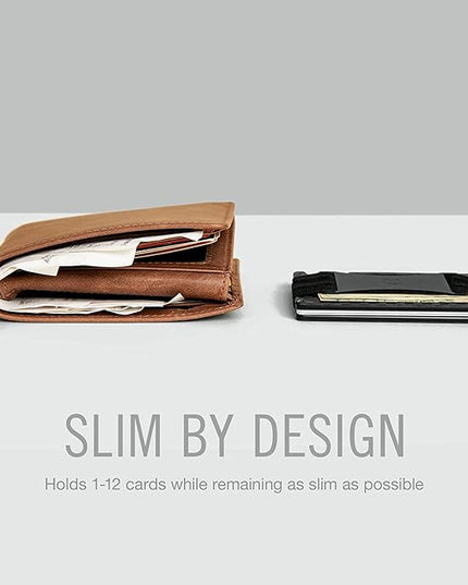 Ridge Wallet for Men - Slim Minimalist Compact Wallet and Card Holder, RFID Protected Front Pocket Wallets for Men with Integrated Cash Strap (Half Dome Topographic)