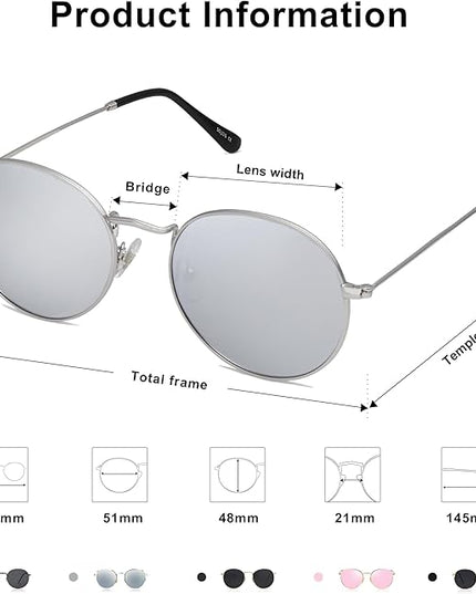 SOJOS Small Round Polarized Sunglasses for Women Men Classic Vintage Retro Shades UV400 SJ1014