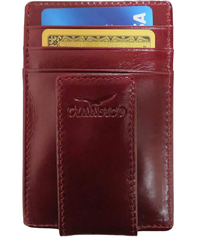 Money Clip Leather Wallet For Men Slim Front Pocket RFID Blocking with Super Strong Magnetic