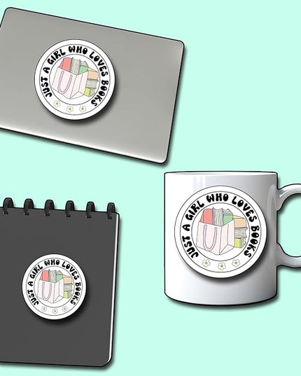 (3Pcs) Just a Girl Who Loves Books Sticker, Decorate Books Laptop Phone, Water Bottles Kindles Stickers, Tumbler Sticker Waterproof Vinyl Decorate Sticker 3" Inch