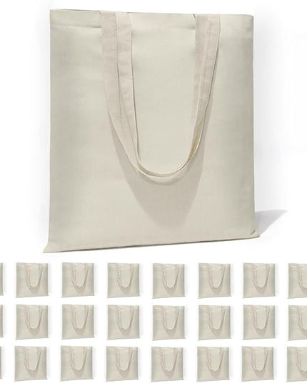 6 I 12 I 24 I 48 Pack Canvas Tote Bags,Reusable Blank Canvas for Shopping Bags,Grocery Bags,DIY Gift Bags