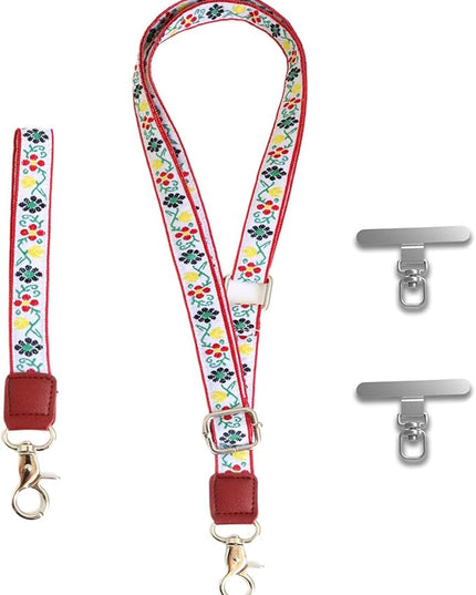 LEMEDE Wrist Keychain and Adjustable Phone Lanyard, Silver Hook Phone Crossbody Strap with 360° Rotating Phone Pads
